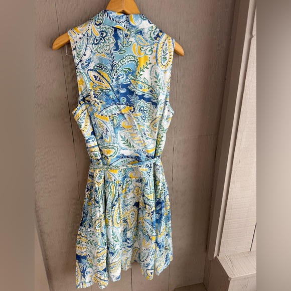 Ralph Lauren Blue and Yellow Paisley Midi Dress - Picture 2 of 5